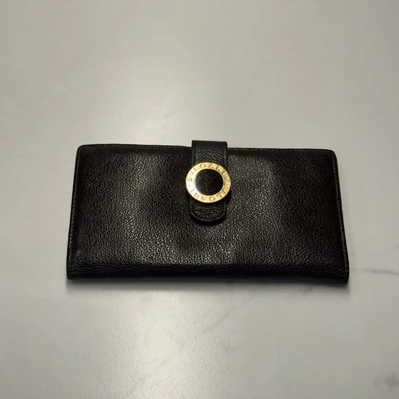 Bulgari Dark Chocolate Brown B Zero Bifold Leather Wallet Vintage - Picture 2 of 14